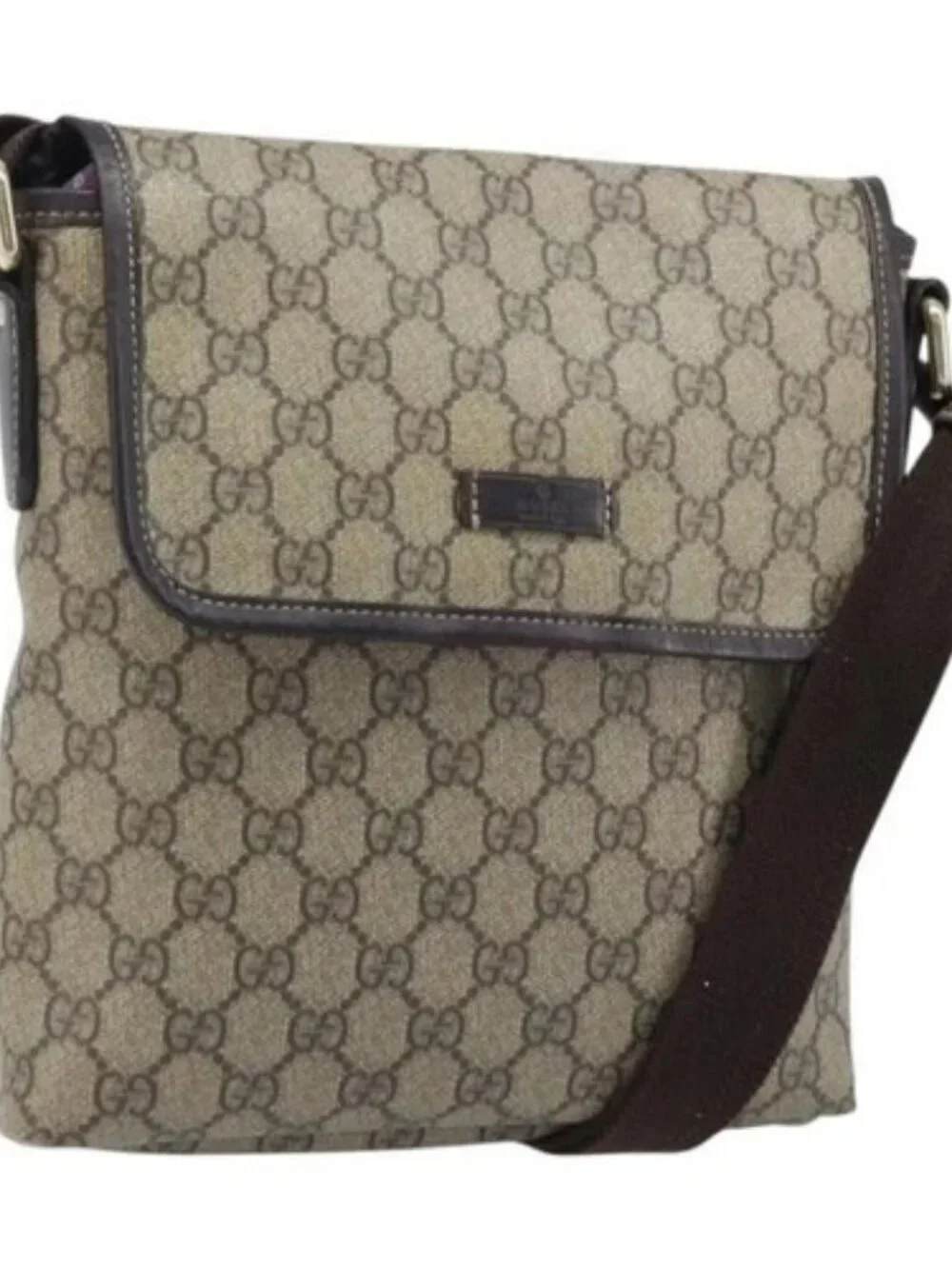 GUCCI GG Supreme Shoulder Bag PVC Gold Beige 223666 Auth mr2283